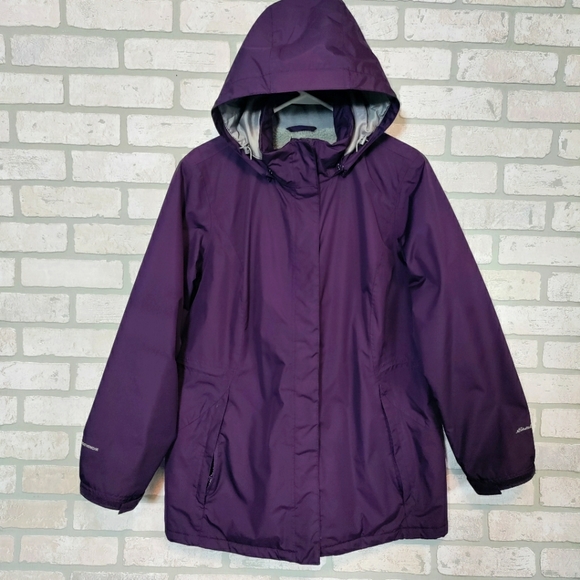Eddie Bauer Womens Weatheredge Purple Hooded Coat Full Zip Size PXL - Picture 1 of 14